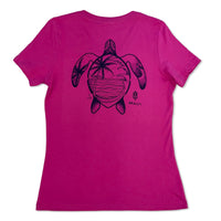 Palm Tree Honu Ladies V-Neck