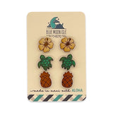 Wood Stud Earrings Set