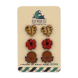 Wood Stud Earrings Set