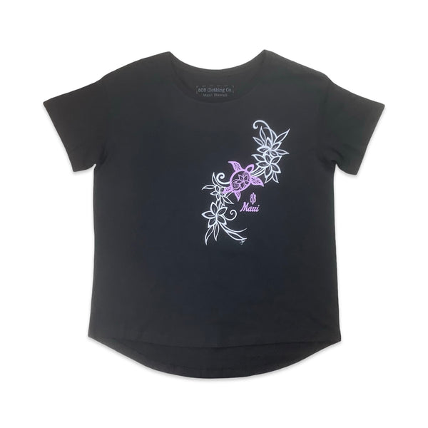 Flower Honu2 Ladies Crew Neck