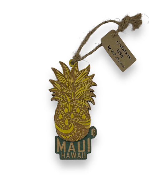 Pineapple Wave Wood Ornament