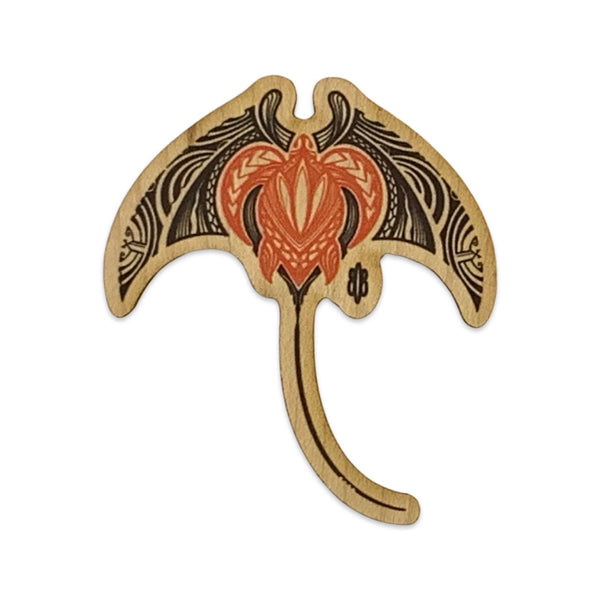 Manta Ray Honu Wood Sticker