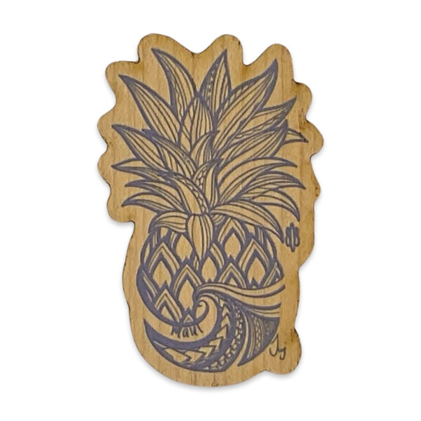 Pineapple Wave Wood Sticker