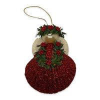 Red Glitter Angel Shell Ornament