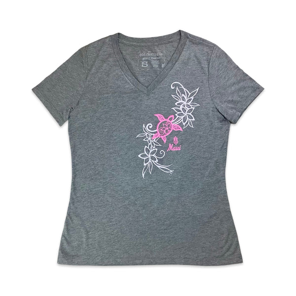 Flower Honu2 Ladies V-Neck