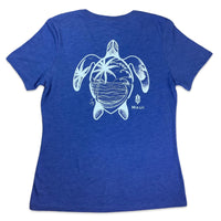 Palm Tree Honu Ladies V-Neck