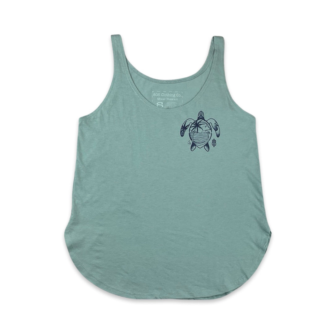 Palm Tree Honu Ladies Tank Top 808 Clothing Co Maui