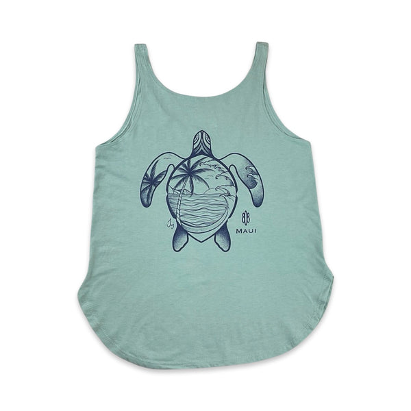 Palm Tree Honu Ladies Tank Top