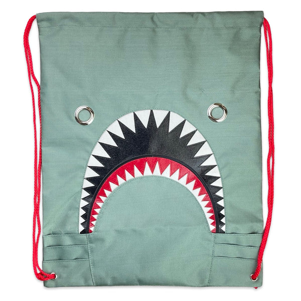 Shark Bite Jaws Drawstring Backpack Tote Bag