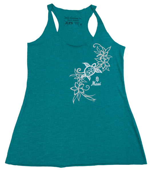 Flower Honu 2 Ladies Tank Top (X-Small Only)