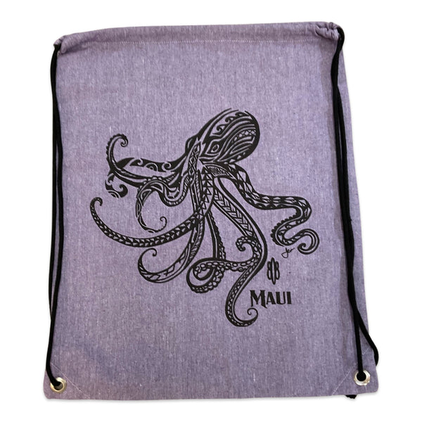 Tribal He'e (Octopus) Drawstring Backpack Tote Bag