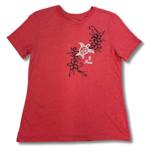 Flower Honu2 Ladies Crew Neck T-Shirt (Small Only)