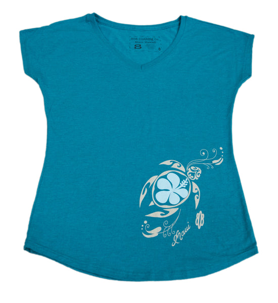 Flower Honu Ladies V-Neck (Small Only)